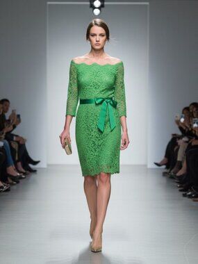 *Tadashi Shoji Kelly Green Off The Shoulder Lace Dress Size 2